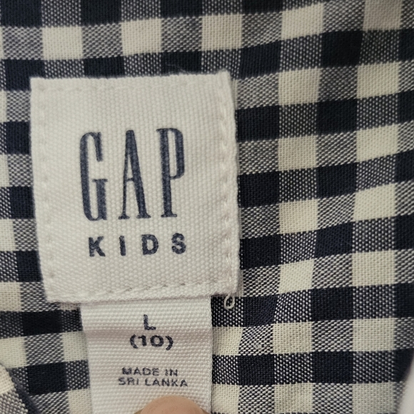 Gap Kids Navy Check Button Down Sz L - Picture 3 of 3